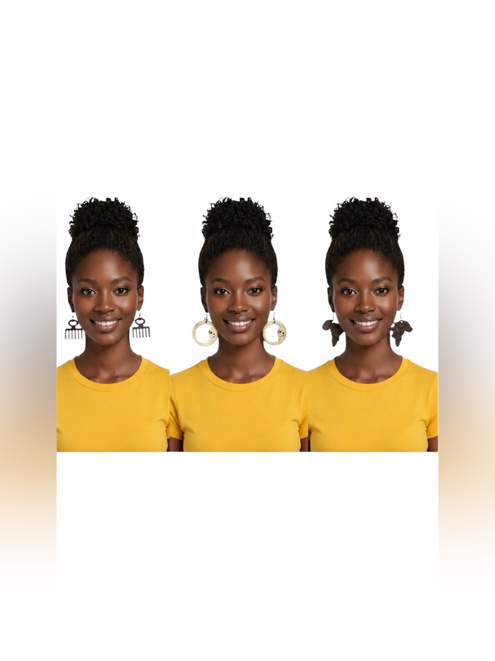 Unique Afro African Hair Wooden Earrings Set